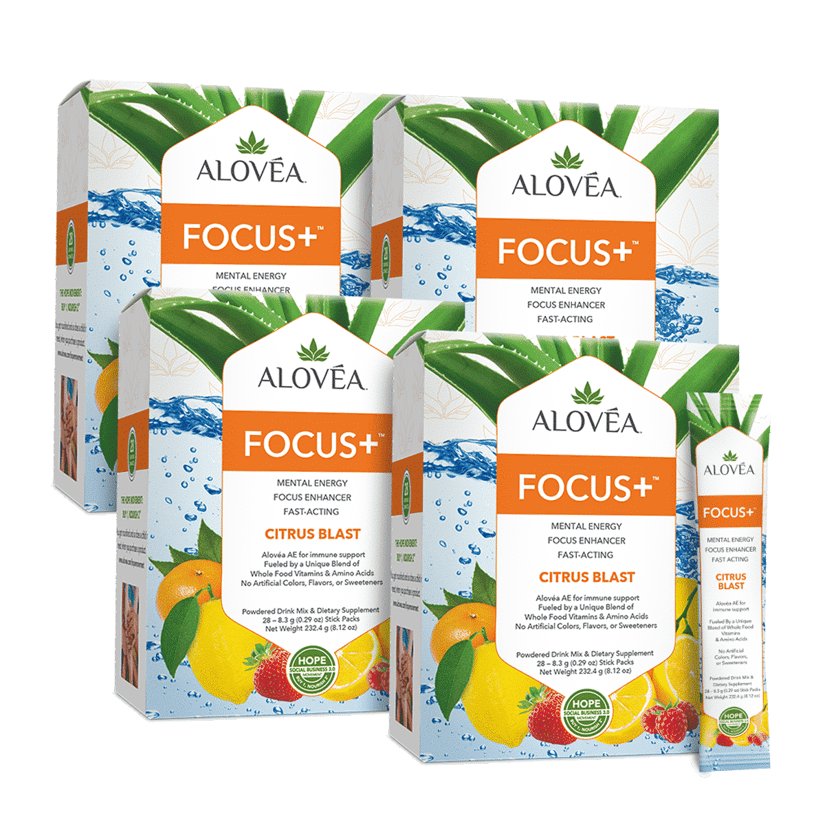 Alovéa FOCUS+™ Citrus Blast Stick Packs (4-Pack)